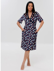 Изображение товара «Женский халат (на запах с поясом) из велюра «Х-185 (В) (горох)» арт 86929» из магазина «Ивановский-Текстиль.РФ»