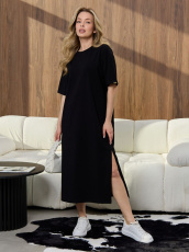 Изображение товара «Женское платье из кулирки с лайкрой «Инта [черный]» арт 89454» из магазина «Ивановский-Текстиль.РФ»