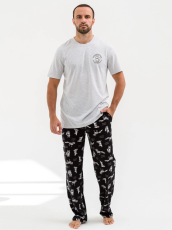 Изображение товара «Мужская пижама (футболка+брюки) из кулирки меланж «Голодный как волк 2269-К (серый)» арт 79676» из магазина «Ивановский-Текстиль.РФ»