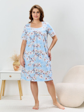 Изображение товара «Женская сорочка из кулирки пенье «Узор-1 [голубой]» арт 88060» из магазина «Ивановский-Текстиль.РФ»