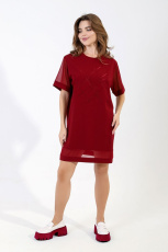 Изображение товара «Женская туника из кулирки с лайкрой «Раби [бордовый]» арт 83891» из магазина «Ивановский-Текстиль.РФ»