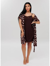 Изображение товара «Женский пеньюар (сорочка+халат) из вискозы «Сор+Х-14 (Вис) (коричневый)» арт 87889» из магазина «Ивановский-Текстиль.РФ»