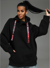 Изображение товара «Женское худи из бифлекса «Камелия [черный собачка]» арт 83260» из магазина «Ивановский-Текстиль.РФ»