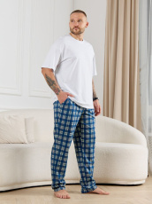 Изображение товара «Мужские брюки из кулирки «Тор-1 [клетка синяя]» арт 86736» из магазина «Ивановский-Текстиль.РФ»