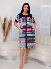 Изображение товара «Посл размер Женский халат (на пуговицах) из кулирки «Х-61 (К) (полоса)» арт 87172» из магазина «Ивановский-Текстиль.РФ»