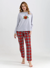 Изображение товара «Женская пижама (толстовка+брюки) из кулирки меланж «Сюрприз 2274-К (серый)» арт 78448» из магазина «Ивановский-Текстиль.РФ»