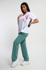 Изображение товара «Женский костюм (футболка+брюки) из футера «74724» арт 88110» из магазина «Ивановский-Текстиль.РФ»