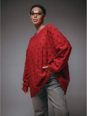 Изображение товара «Женский свитшот из махры жаккард «Ребека [бордо]» арт 86175» из магазина «Ивановский-Текстиль.РФ»