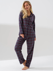 Изображение товара «Женская пижама (рубашка+брюки) из фланели «Добрый вечер 2163-ф (синий)» арт 86679» из магазина «Ивановский-Текстиль.РФ»