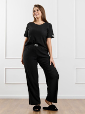 Изображение товара «Женские брюки из фактурного трикотажа «Рената-2 [черный]» арт 87681» из магазина «Ивановский-Текстиль.РФ»