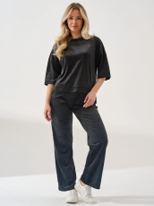 Изображение товара «Женский костюм (футболка+брюки) из велюра «Идиллия 2153-В (черный)» арт 79723» из магазина «Ивановский-Текстиль.РФ»