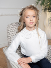 Изображение товара «Блузка для девочки из кулирки с лайкрой «Виктория» арт 86750» из магазина «Ивановский-Текстиль.РФ»