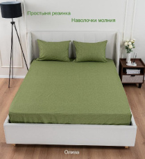 Изображение товара «Набор постельных принадлежностей из поплина (простыня на резинке+наволочки) «Олива» арт 87900» из магазина «Ивановский-Текстиль.РФ»