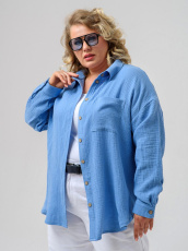 Изображение товара «Женская рубашка из муслина «Муслин 2315-Мус (васильковый)» арт 86422» из магазина «Ивановский-Текстиль.РФ»