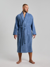 Изображение товара «Мужской халат (на запах с поясом) из махры «Комфорт-4 [деним]» арт 85891» из магазина «Ивановский-Текстиль.РФ»