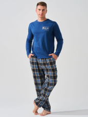Изображение товара «Мужская пижама (лонгслив+брюки) из кулирки с фланелью «Мост 2397-к/ф (синий)» арт 86581» из магазина «Ивановский-Текстиль.РФ»