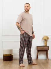 Изображение товара «Мужской костюм (футболка+брюки) из кулирки «Браун-3 [бежевый]» арт 87343» из магазина «Ивановский-Текстиль.РФ»