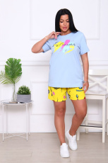 Изображение товара «Женский костюм (футболка+шорты) из кулирки «1076» арт 85798» из магазина «Ивановский-Текстиль.РФ»