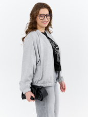 Изображение товара «Женский бомбер из скубы «Нео-1 [серый меланж]» арт 88068» из магазина «Ивановский-Текстиль.РФ»