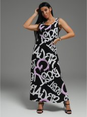 Изображение товара «Женский сарафан из кулирки «Виринея [буквы лиловый]» арт 83616» из магазина «Ивановский-Текстиль.РФ»