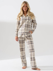 Изображение товара «Женская пижама (рубашка+брюки) из кулирки «Комфорт 2005-к (бежевый)» арт 78439» из магазина «Ивановский-Текстиль.РФ»