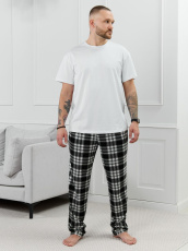 Изображение товара «Мужские брюки из кулирки «Тор-1.1 [клетка черная]» арт 89477» из магазина «Ивановский-Текстиль.РФ»