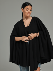 Изображение товара «Женский кардигана-панчо из флиса «Миледи [черный]» арт 87043» из магазина «Ивановский-Текстиль.РФ»