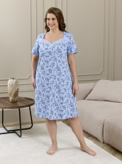 Изображение товара «Женская сорочка из кулирки «Мадера-3 [голубой]» арт 89285» из магазина «Ивановский-Текстиль.РФ»