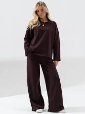Изображение товара «Женский костюм (лонгслив+брюки) из футера с лайкрой «Палаццо 2370-фут (шоколадный)» арт 86671» из магазина «Ивановский-Текстиль.РФ»
