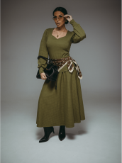 Изображение товара «Женский костюм (лонгслив+юбка) из рибаны с лайкрой «Беатрис [хаки]» арт 85830» из магазина «Ивановский-Текстиль.РФ»