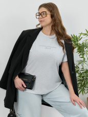 Изображение товара «Женская футболка из кулирки с лайкрой «Соло [серый меланж]» арт 89675» из магазина «Ивановский-Текстиль.РФ»