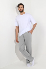 Изображение товара «Мужские брюки из кулирки «Герой-6 [серый меланж]» арт 85080» из магазина «Ивановский-Текстиль.РФ»