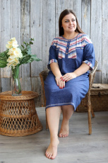 Изображение товара «Посл размер Женское платье из кулирки «9104 (синий)» арт 80798» из магазина «Ивановский-Текстиль.РФ»