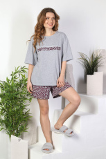 Изображение товара «Женский костюм (футболка+шорты) из кулирки меланж «Сахара-2 [бордовый]» арт 81068» из магазина «Ивановский-Текстиль.РФ»