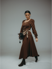 Изображение товара «Женский костюм (лонгслив+юбка) из рибаны с лайкрой «Беатрис [коричневый]» арт 85832» из магазина «Ивановский-Текстиль.РФ»