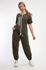 Изображение товара «Женский костюм (футболка+брюки) из кулирки с лайкрой пенье «85038» арт 87276» из магазина «Ивановский-Текстиль.РФ»