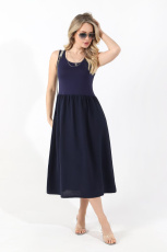 Изображение товара «Женское платье из вискозы с леном-манго «Лилу [темно-синий]» арт 83342» из магазина «Ивановский-Текстиль.РФ»