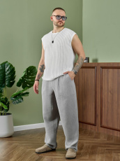 Изображение товара «Мужские брюки из фактурного полотна «Нептун-2 [серый]» арт 90014» из магазина «Ивановский-Текстиль.РФ»