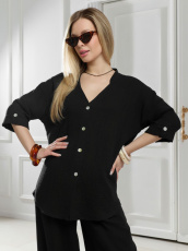 Изображение товара «Женская блузка из фактурного полотна «Женская асель-2 [черный]» арт 89995» из магазина «Ивановский-Текстиль.РФ»
