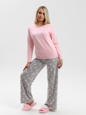Изображение товара «Женский костюм (лонгслив+брюки) из велюра «Нефрон [розовый]» арт 86741» из магазина «Ивановский-Текстиль.РФ»