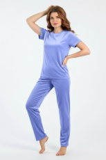 Изображение товара «Женский костюм (футболка+брюки) из стрейч-велюра «Пандора-2 [голубой]» арт 81093» из магазина «Ивановский-Текстиль.РФ»
