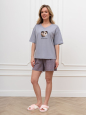 Изображение товара «Женский костюм (футболка+шорты) из кулирки «Плюш [серый]» арт 89268» из магазина «Ивановский-Текстиль.РФ»