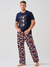 Изображение товара «Мужская пижама (футболка+брюки) из кулирки «Пряник 1820-К (чернильный)» арт 67875» из магазина «Ивановский-Текстиль.РФ»