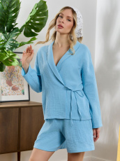 Изображение товара «Женская блузка из фактурного полотна «Женская асель-1 [аква]» арт 89998» из магазина «Ивановский-Текстиль.РФ»