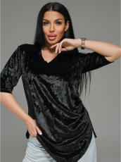 Изображение товара «Женская футболка из бархата «Мия [черный]» арт 87850» из магазина «Ивановский-Текстиль.РФ»