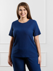 Изображение товара «Женская футболка из фактурного трикотажа «Рената-4 [синий]» арт 87677» из магазина «Ивановский-Текстиль.РФ»
