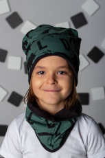 Изображение товара «Шапка для мальчика из футера «Динозавры хаки» арт 73808» из магазина «Ивановский-Текстиль.РФ»