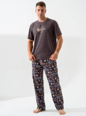 Изображение товара «Мужская пижама (футболка+брюки) из кулирки меланж «Не буди медведя 2266-К (мокко)» арт 79675» из магазина «Ивановский-Текстиль.РФ»