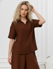 Изображение товара «Женская блузка из фактурного полотна «Женская ясмина-1 [коричневый]» арт 89875» из магазина «Ивановский-Текстиль.РФ»