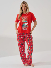 Изображение товара «Женская пижама (футболка+брюки) из кулирки «Все будет! 2261-К (красный)» арт 78441» из магазина «Ивановский-Текстиль.РФ»